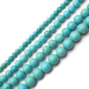 Blue Turquoise Smooth Round Beads 6mm 8mm 10mm 12mm 15.5" Strand