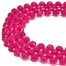 Fushia Pink Agate Prism Cut Double Point Faceted Round Beads 8mm 15.5'' Strand