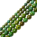 green yellow turquoise faceted round beads