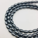 natural gray hematite smooth rice shape beads