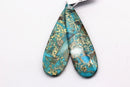 blue sea sediment jasper pendant earrings teardrop shape 