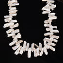 Fresh Water White Keshi Biwa Sticks Top Drilled Beads 6-8mmx20-25mm 15.5''Strand
