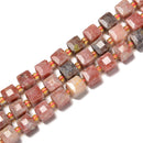 Natural Plum Blossom Jasper Faceted Rubik's Cube Beads Size 8mm 15.5'' Strand
