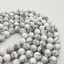 natural white howlite matte round beads