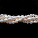 White Fresh Water Pearl Oval Rice Beads 6x8mm 7x9mm 8x10mm 10x11mm 15" Strand