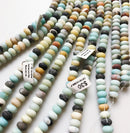 natural Multi-Color amazonite matte rondelle beads