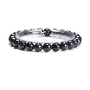 Blue Sand Goldstone Faceted Round Elastic Bracelet Size 5.5 - 7.5mm 7.5'' Length