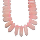 Natural Rose Quartz Graduated Top Drill Faceted Points Size 25-45mm 15.5'' Str