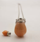 Orange Aventurine Hexahedron Shape Perfume Bottle Necklace & Silver Chain17x34mm