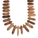 Petrified Wood Graduated Top Drill Faceted Points Size 8x25-8x35mm 15.5'' Strand