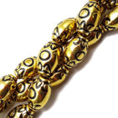 Vintage Acrylic Antique Etched Gold Barrel Drum Beads 15x23mm 15.5" Strand