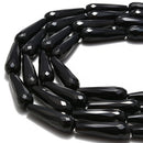 black onyx faceted teardrop beads