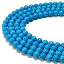 Bright Blue Magnesite Turquoise Smooth Round Beads Size 6mm 8mm 15.5'' Strand