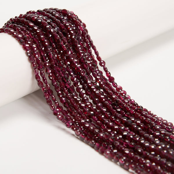 Natural Purple Garnet Faceted Coin Beads Size 4mm 15.5'' Strand