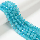 Aqua Color Dyed Jade Faceted Rondelle Beads Size 6x8mm 15.5'' Strand