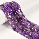 Natural Amethyst Faceted Rectangle Beads Size 8x10mm 15.5'' Strand