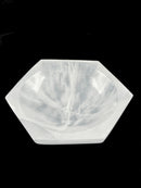 Natural Selenite Crystal Hexagon Dish Charging Energy Bowl Approx 4" Inches