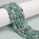 Natural Light Blue Apatite Pebble Nugget Beads Size 5-6mm x 8-12mm 15.5'' Strand