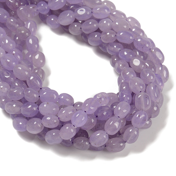 Lavender Color Dyed Jade Pebble Nugget Beads Size 8x10mm 15.5'' Strand