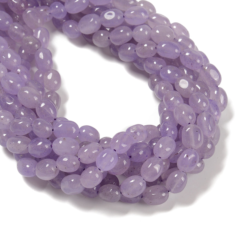 Lavender Color Dyed Jade Pebble Nugget Beads Size 8x10mm 15.5'' Strand