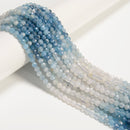 Gradient Natural Aquamarine Faceted Round Beads Size 5mm 15.5'' Strand