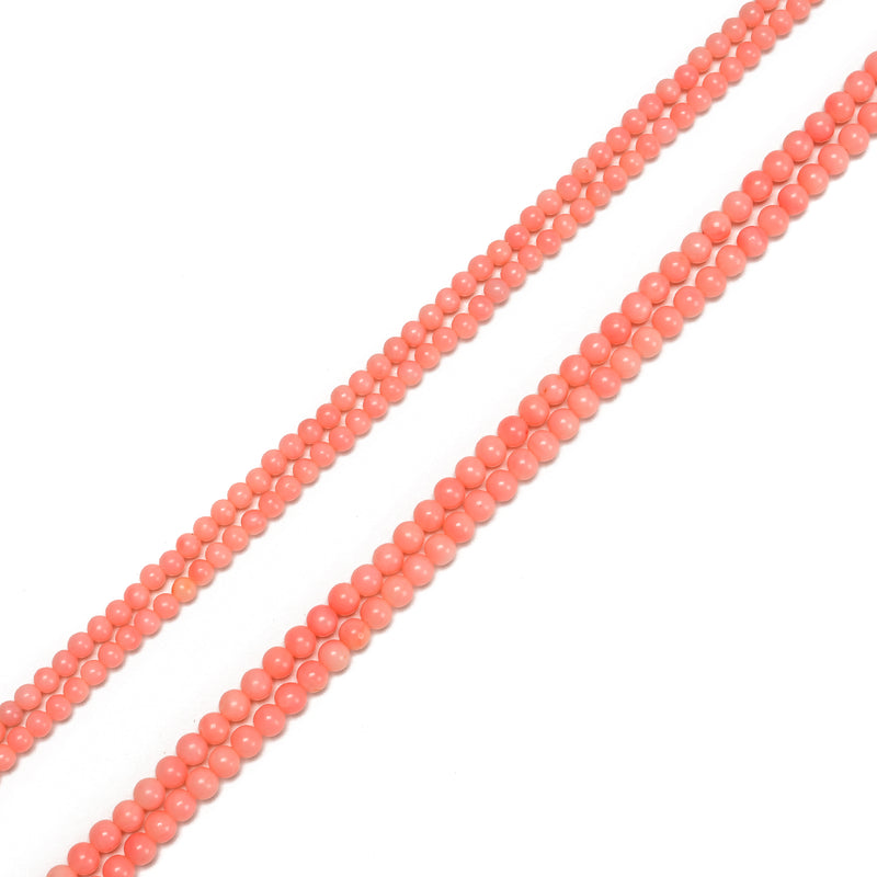 Pink Bamboo Coral Smooth Round Beads Size 3mm 4mm 16" Strand