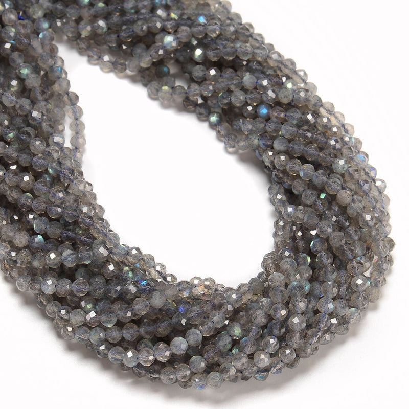 Natural Labradorite Faceted Round Beads Size 2mm 3mm 4mm 5mm 15.5" Strand