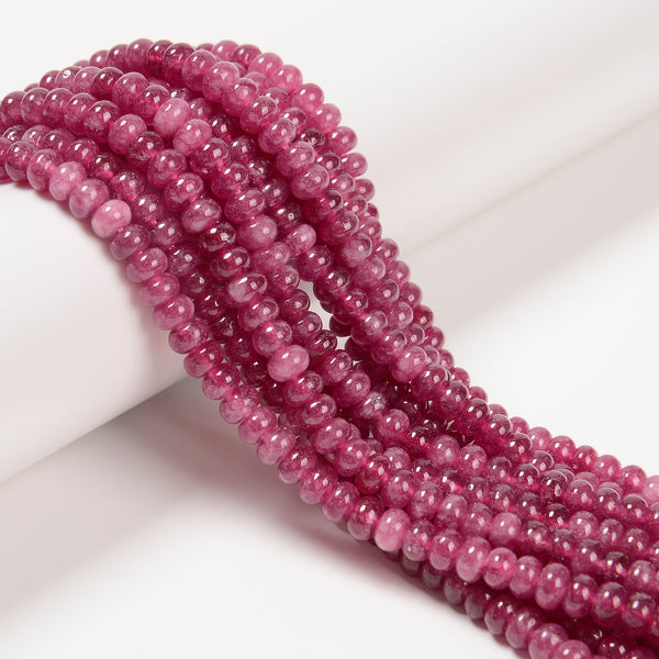 Fuchsia Color Dyed Jade Smooth Rondelle Beads Size 4x6mm 15.5'' Strand