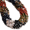 13 Multi-color Gemstone Smooth Cube Shape Beads Size 4mm 15" Strand