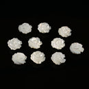 Iridescent White MOP Shell Carved Rose Flower Shape Beads 10mm 10 Pcs Per Bag
