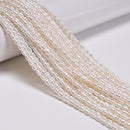 Natural White Fresh Water Pearl Rice Shape Beads Size 3x4-5mm 15'' Strand