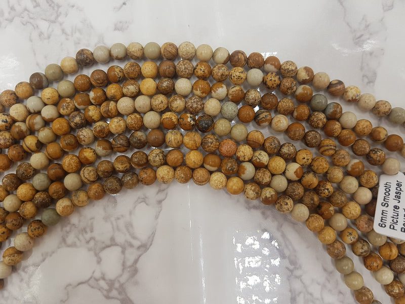 Picture Jasper Smooth Round Beads 4mm 6mm 8mm 10mm 12mm 14mm 18mm 15.5" Strand