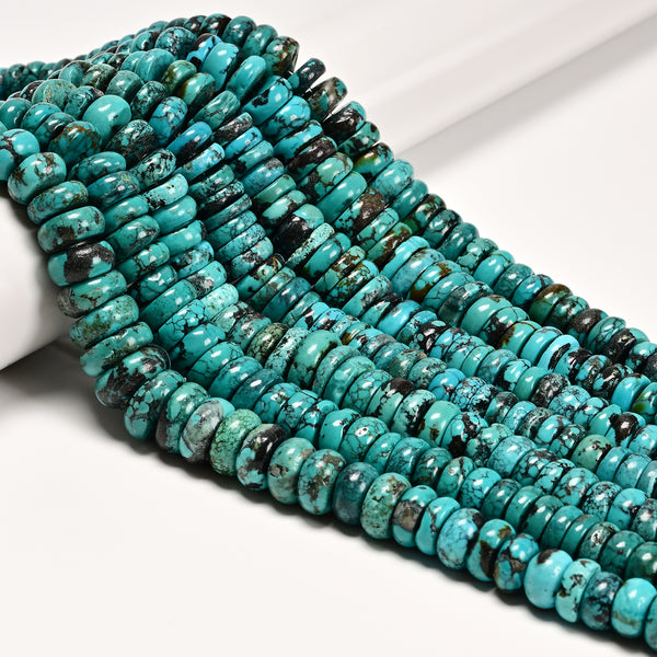 no.136 夜露のBlue turquoise Natural Graduated Turquoise Smooth Rondelle Beads Size 6-13mm 9