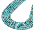 Grade AA Natural Genuine Blue Turquoise Heishi Disc Beads Size 3x4mm 15.5'' Strd