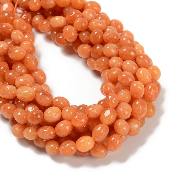 Sunstone Color Dyed Jade Pebble Nugget Beads Size 8x10mm 15.5'' Strand