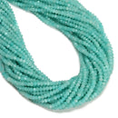 Natural Blue Green Amazonite Faceted Rondelle Beads Size 3x4mm 15.5'' Strand