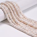 White Coated Shell Pearl Heishi Disc Beads Size 1.5-2mm x 6mm 15'' Strand