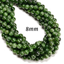 Natural Canadian Jade Smooth Round Beads Size 6mm 8mm 15.5" Strand