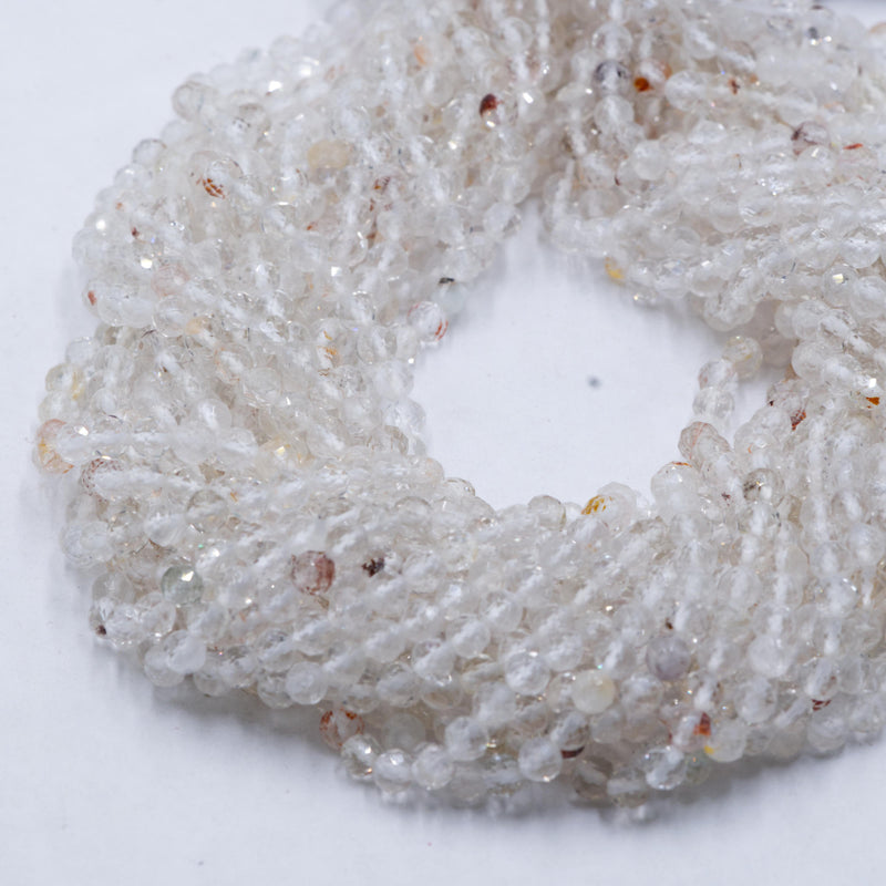 Natural Clear Quartz Faceted Round Beads Size 4.5mm 15.5'' Strand