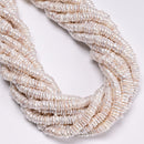 White Coated Shell Pearl Heishi Disc Beads Size 1.5-2mm x 6mm 15'' Strand