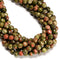Natural Unakite Faceted Round Beads Size 8mm 10mm 12mm 15.5'' Strand