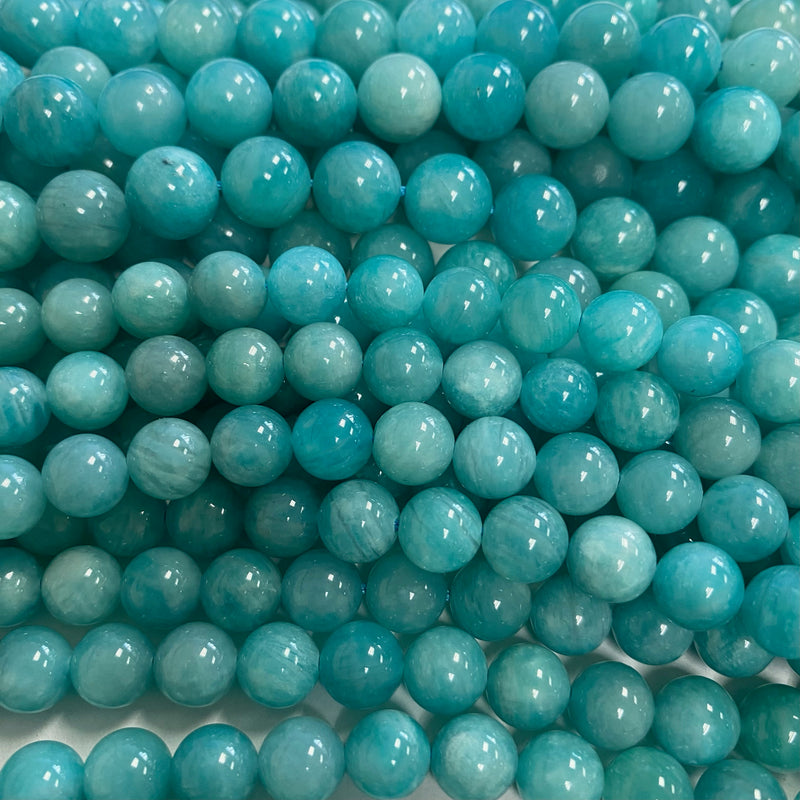 Natural Blue Green Amazonite Smooth Round Beads Size 8mm 10mm 15.5' Strand