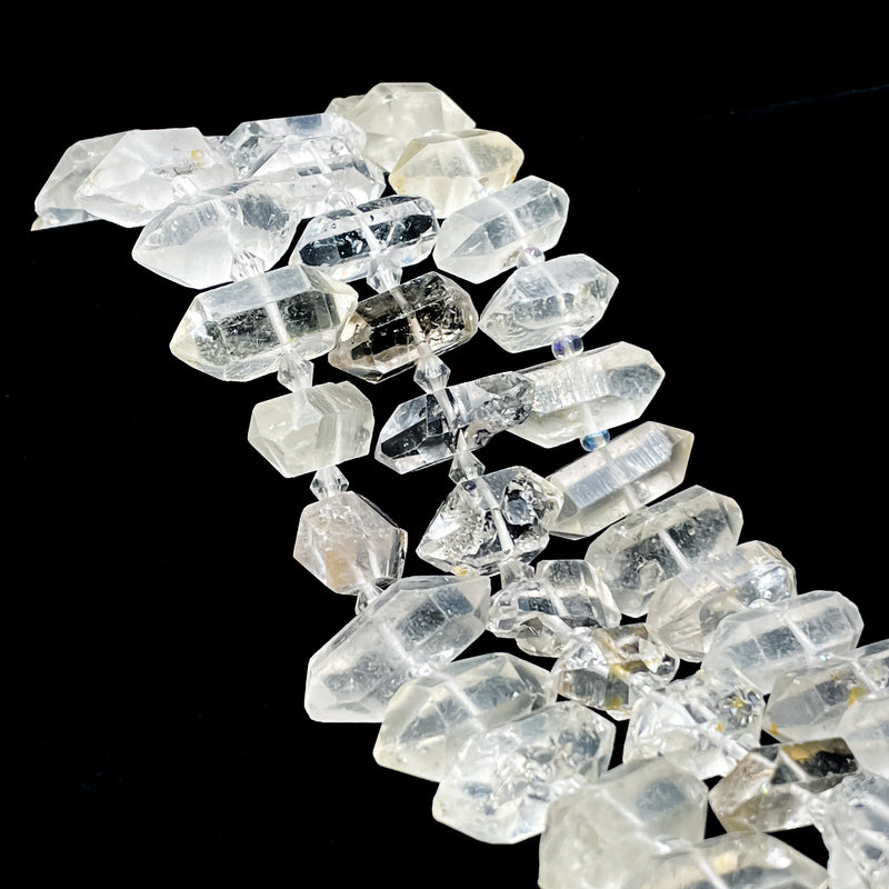 Natural Herkimer Diamond Quartz Center Drilled Size 10x18-15x25mm 15.5" Strand