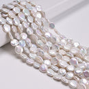 Natural White Fresh Water Pearl Coin Shape Beads Size 10-11mm 16" Strand
