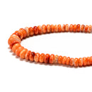 Natural Graduated Orange Spiny Oyster Smooth Rondelle Beads 2-5x5-10mm 16" Strd