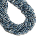 Grade A Natural Dark Blue Aquamarine Faceted Round Beads 3.5mm 4mm 15.5" Strand