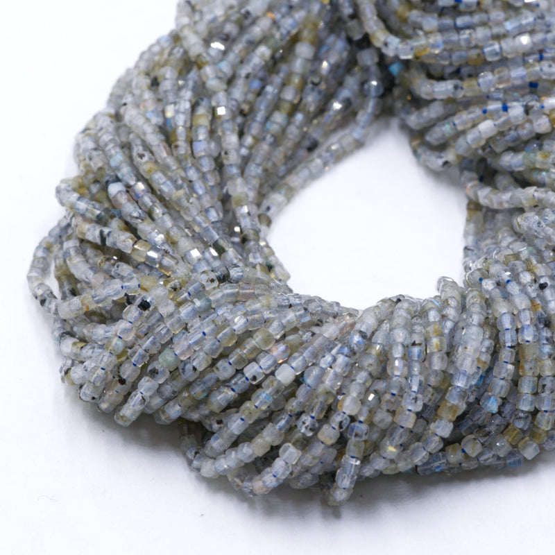Natural Dark Labradorite Faceted Rubik's Cube Beads Size 2-2.5mm 15.5" Strand