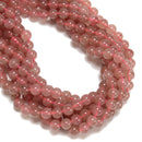 Natural Light Color Strawberry Quartz Smooth Round Beads Size 8mm 15.5" Strand