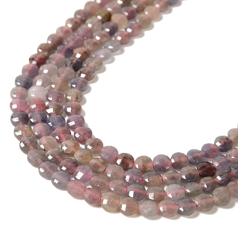Natural Ruby & Sapphire Faceted Coin Beads Size 6mm 15.5'' Strand