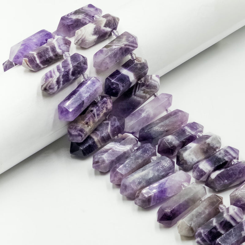 Natural Teeth Amethyst Graduated Top Drill Points Beads Size 30-45mm 15.5" Strd